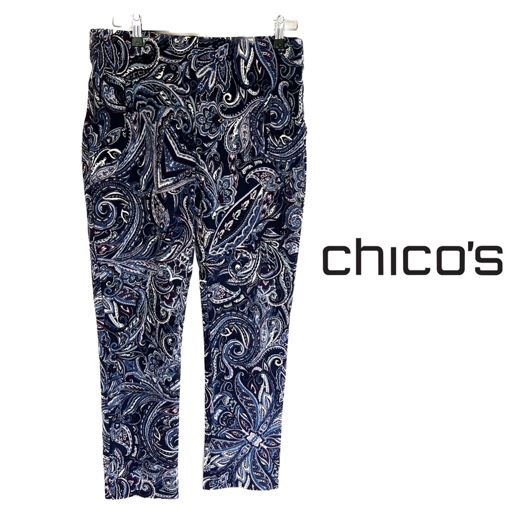 NWT Chico's navy medallion ankle pant, size 0R (US size 4)